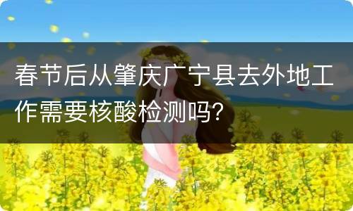 春节后从肇庆广宁县去外地工作需要核酸检测吗？
