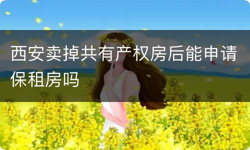 西安卖掉共有产权房后能申请保租房吗