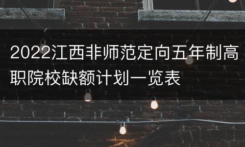 2022江西非师范定向五年制高职院校缺额计划一览表