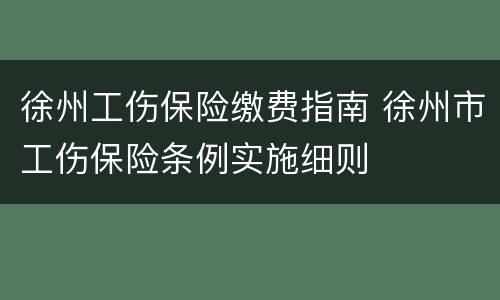 徐州工伤保险缴费指南 徐州市工伤保险条例实施细则