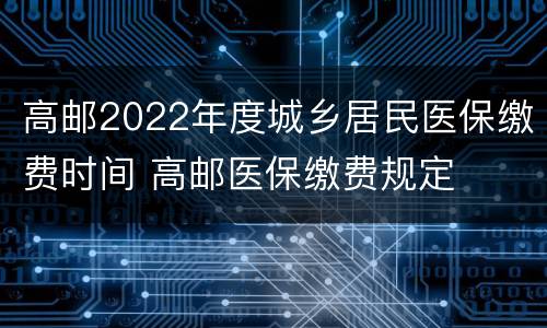 高邮2022年度城乡居民医保缴费时间 高邮医保缴费规定