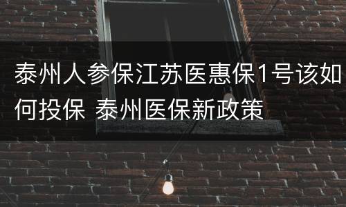 泰州人参保江苏医惠保1号该如何投保 泰州医保新政策