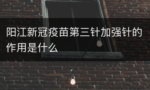 阳江新冠疫苗第三针加强针的作用是什么