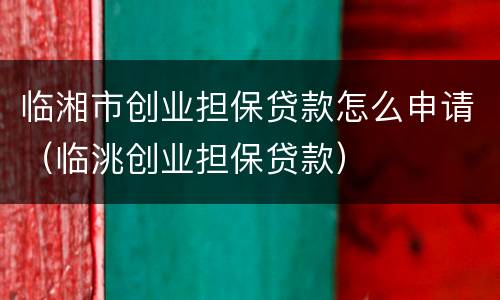 临湘市创业担保贷款怎么申请（临洮创业担保贷款）