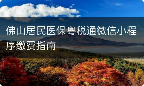 佛山居民医保粤税通微信小程序缴费指南