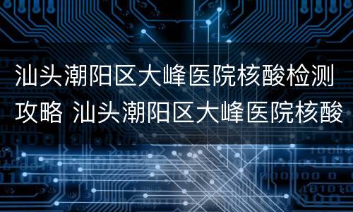 汕头潮阳区大峰医院核酸检测攻略 汕头潮阳区大峰医院核酸检测攻略图