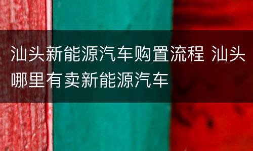 汕头新能源汽车购置流程 汕头哪里有卖新能源汽车