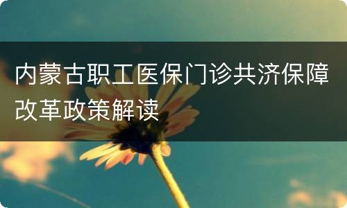 内蒙古职工医保门诊共济保障改革政策解读
