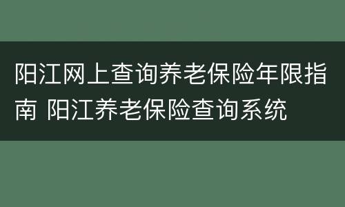 阳江网上查询养老保险年限指南 阳江养老保险查询系统