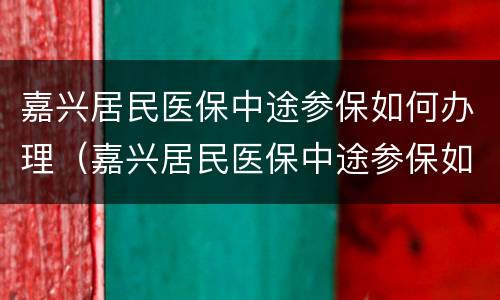 嘉兴居民医保中途参保如何办理（嘉兴居民医保中途参保如何办理手续）