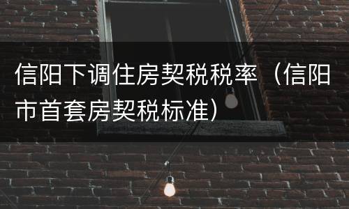 信阳下调住房契税税率（信阳市首套房契税标准）