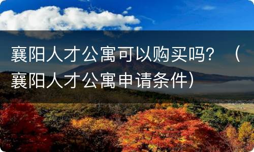 襄阳人才公寓可以购买吗？（襄阳人才公寓申请条件）