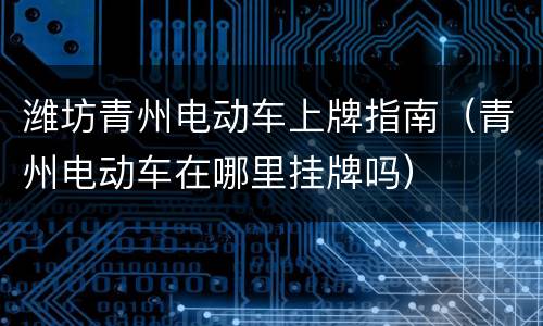 潍坊青州电动车上牌指南（青州电动车在哪里挂牌吗）