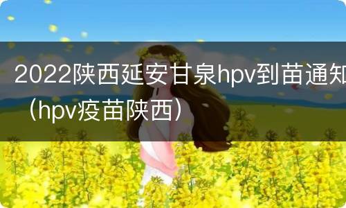2022陕西延安甘泉hpv到苗通知（hpv疫苗陕西）