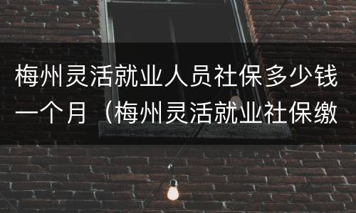 梅州灵活就业人员社保多少钱一个月（梅州灵活就业社保缴费每个月多少钱）