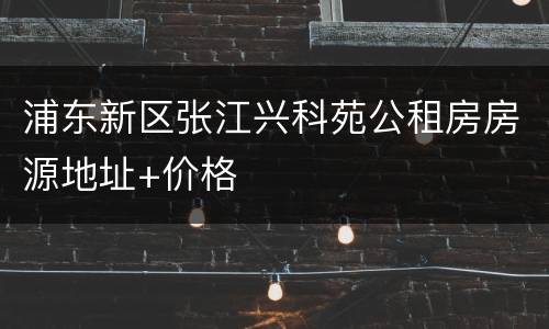 浦东新区张江兴科苑公租房房源地址+价格
