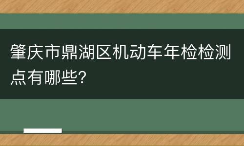 肇庆市鼎湖区机动车年检检测点有哪些？