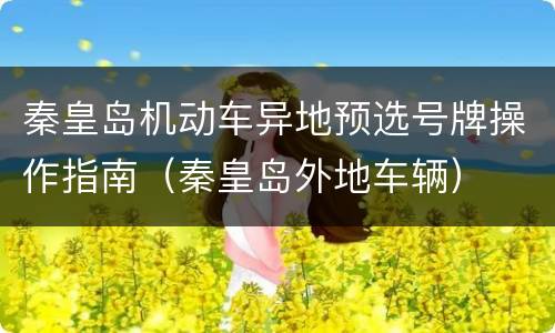 秦皇岛机动车异地预选号牌操作指南（秦皇岛外地车辆）