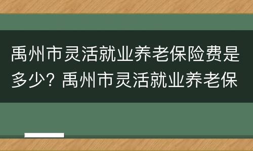 禹州市灵活就业养老保险费是多少? 禹州市灵活就业养老保险费是多少钱一个月
