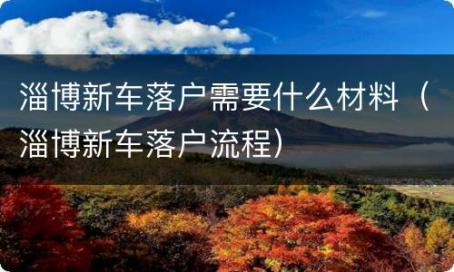 淄博新车落户需要什么材料（淄博新车落户流程）