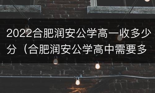 2022合肥润安公学高一收多少分（合肥润安公学高中需要多少分）