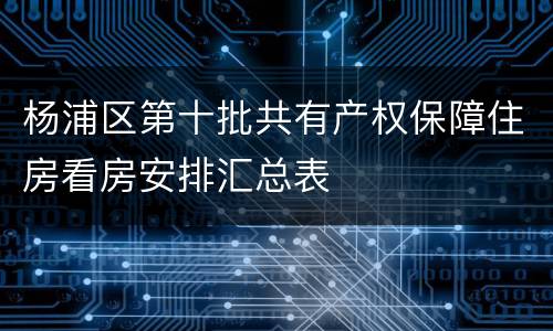 杨浦区第十批共有产权保障住房看房安排汇总表