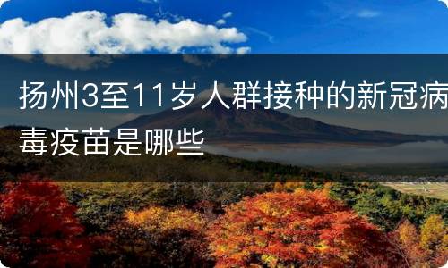 扬州3至11岁人群接种的新冠病毒疫苗是哪些