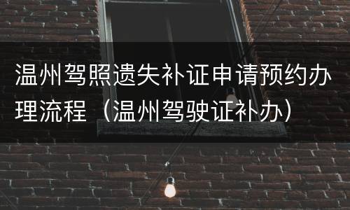 温州驾照遗失补证申请预约办理流程（温州驾驶证补办）