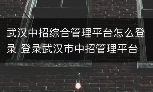 武汉中招综合管理平台怎么登录 登录武汉市中招管理平台