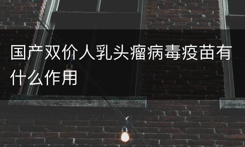 国产双价人乳头瘤病毒疫苗有什么作用