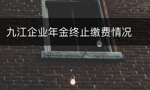 九江企业年金终止缴费情况