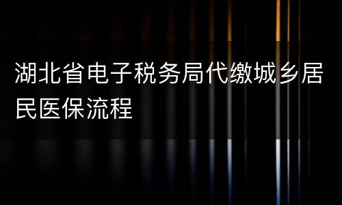 湖北省电子税务局代缴城乡居民医保流程