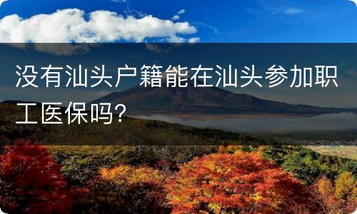 没有汕头户籍能在汕头参加职工医保吗？