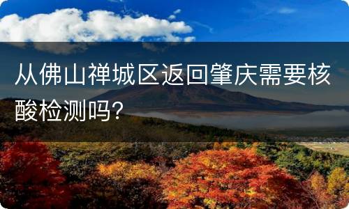 从佛山禅城区返回肇庆需要核酸检测吗？