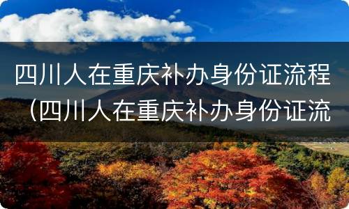 四川人在重庆补办身份证流程（四川人在重庆补办身份证流程视频）