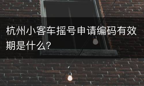 杭州小客车摇号申请编码有效期是什么？