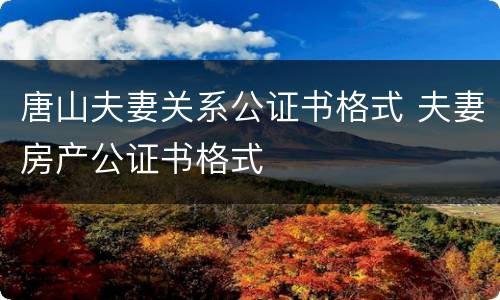 唐山夫妻关系公证书格式 夫妻房产公证书格式