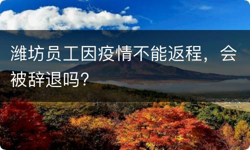潍坊员工因疫情不能返程，会被辞退吗?