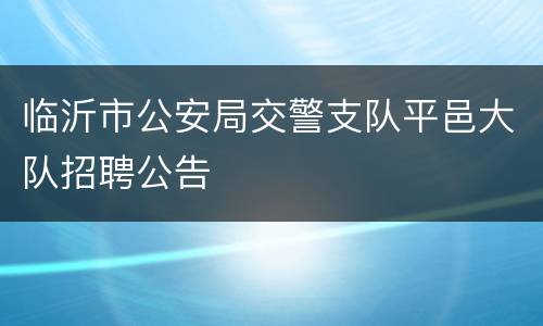 临沂市公安局交警支队平邑大队招聘公告