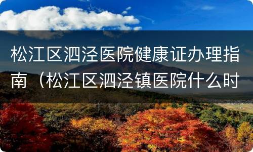 松江区泗泾医院健康证办理指南（松江区泗泾镇医院什么时间可以办理健康证）