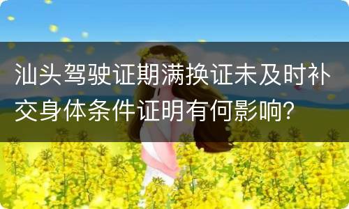 汕头驾驶证期满换证未及时补交身体条件证明有何影响？