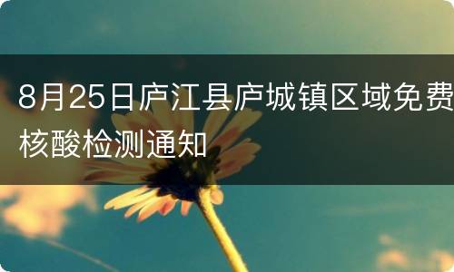 8月25日庐江县庐城镇区域免费核酸检测通知