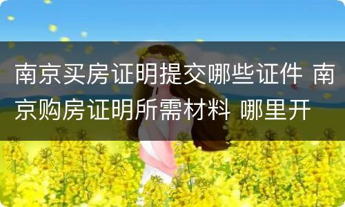 南京买房证明提交哪些证件 南京购房证明所需材料 哪里开