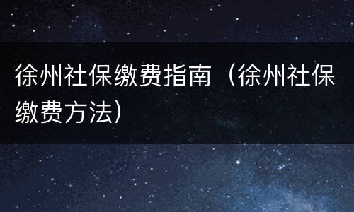 徐州社保缴费指南（徐州社保缴费方法）