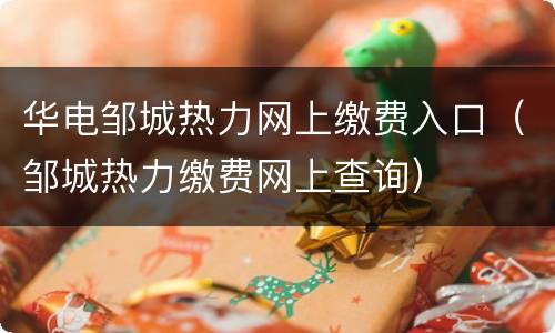 华电邹城热力网上缴费入口（邹城热力缴费网上查询）