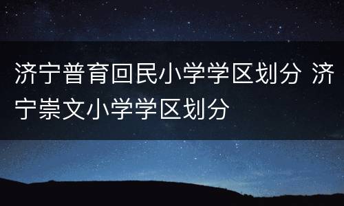 济宁普育回民小学学区划分 济宁崇文小学学区划分