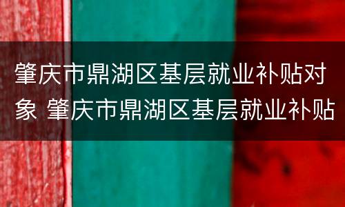 肇庆市鼎湖区基层就业补贴对象 肇庆市鼎湖区基层就业补贴对象有哪些