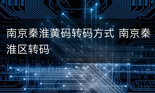 南京秦淮黄码转码方式 南京秦淮区转码