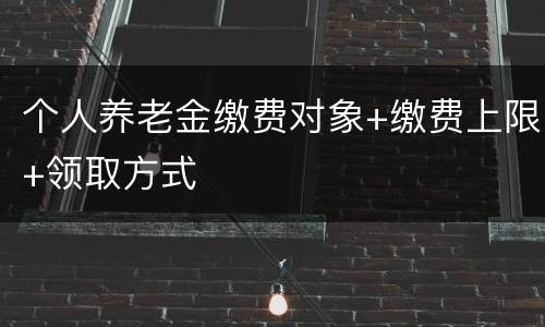 个人养老金缴费对象+缴费上限+领取方式