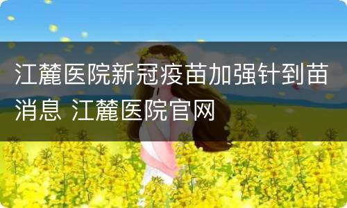 江麓医院新冠疫苗加强针到苗消息 江麓医院官网